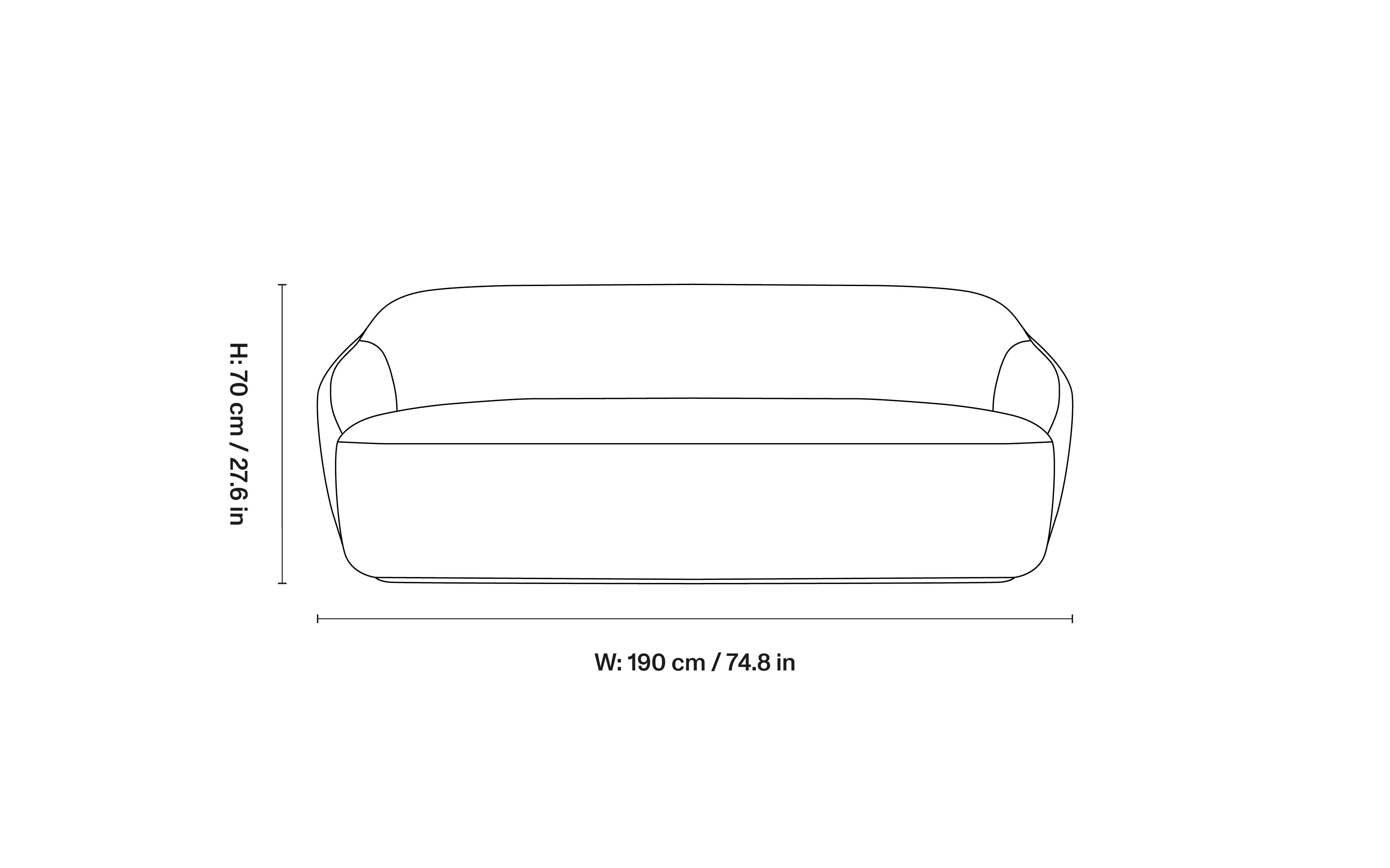 Barba Club sofa dimensions 1