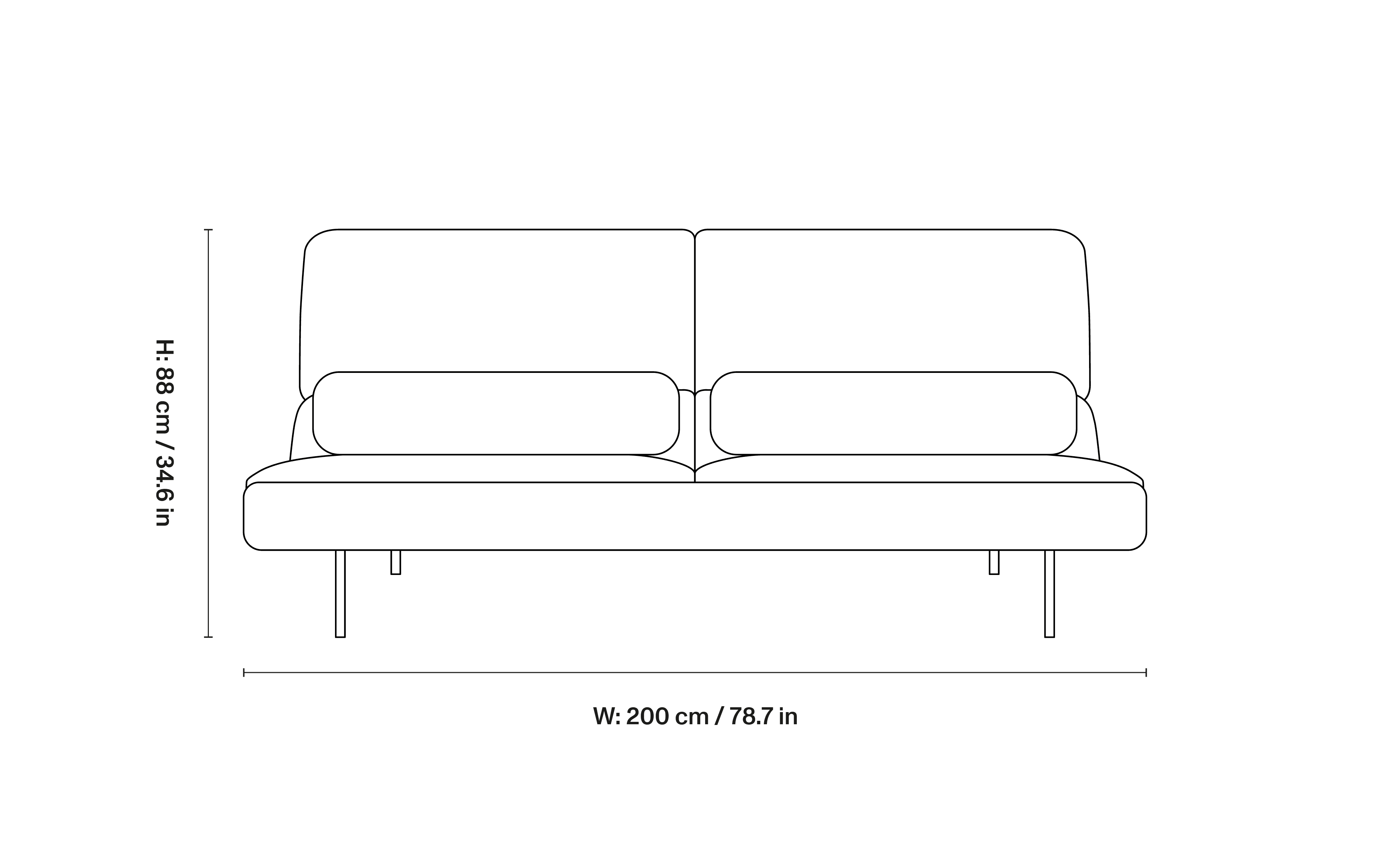 Velar Sofa w. cushions dimensions 1