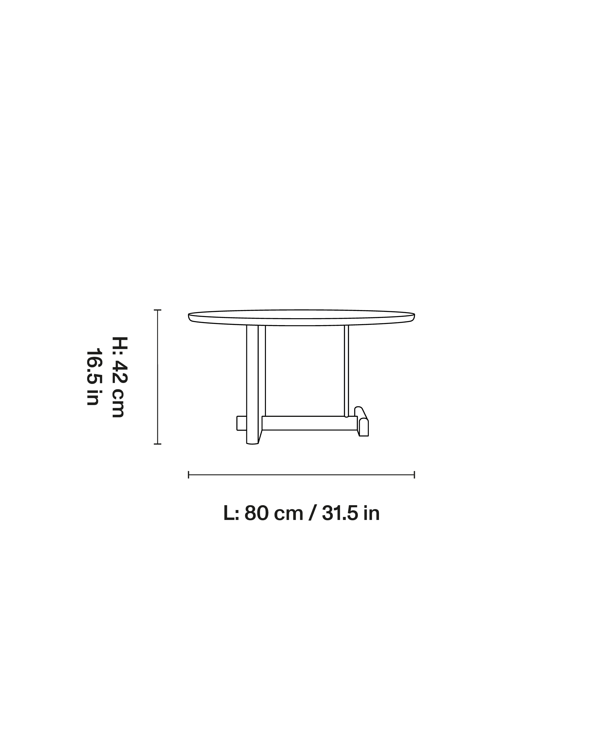 Koku Coffee table round high dimensions 1