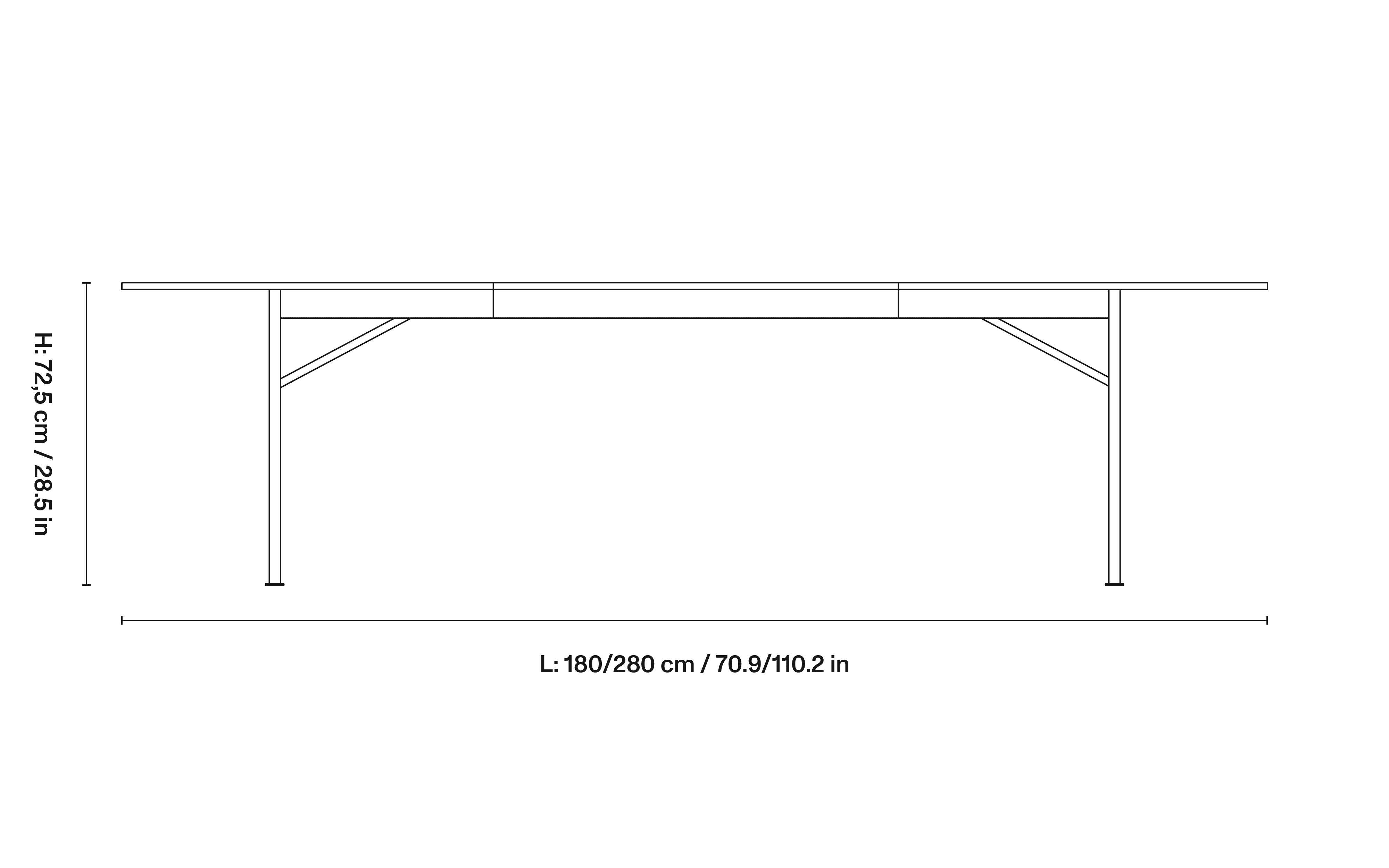 Supper Table w. 1x100 extension leaf dimensions 1