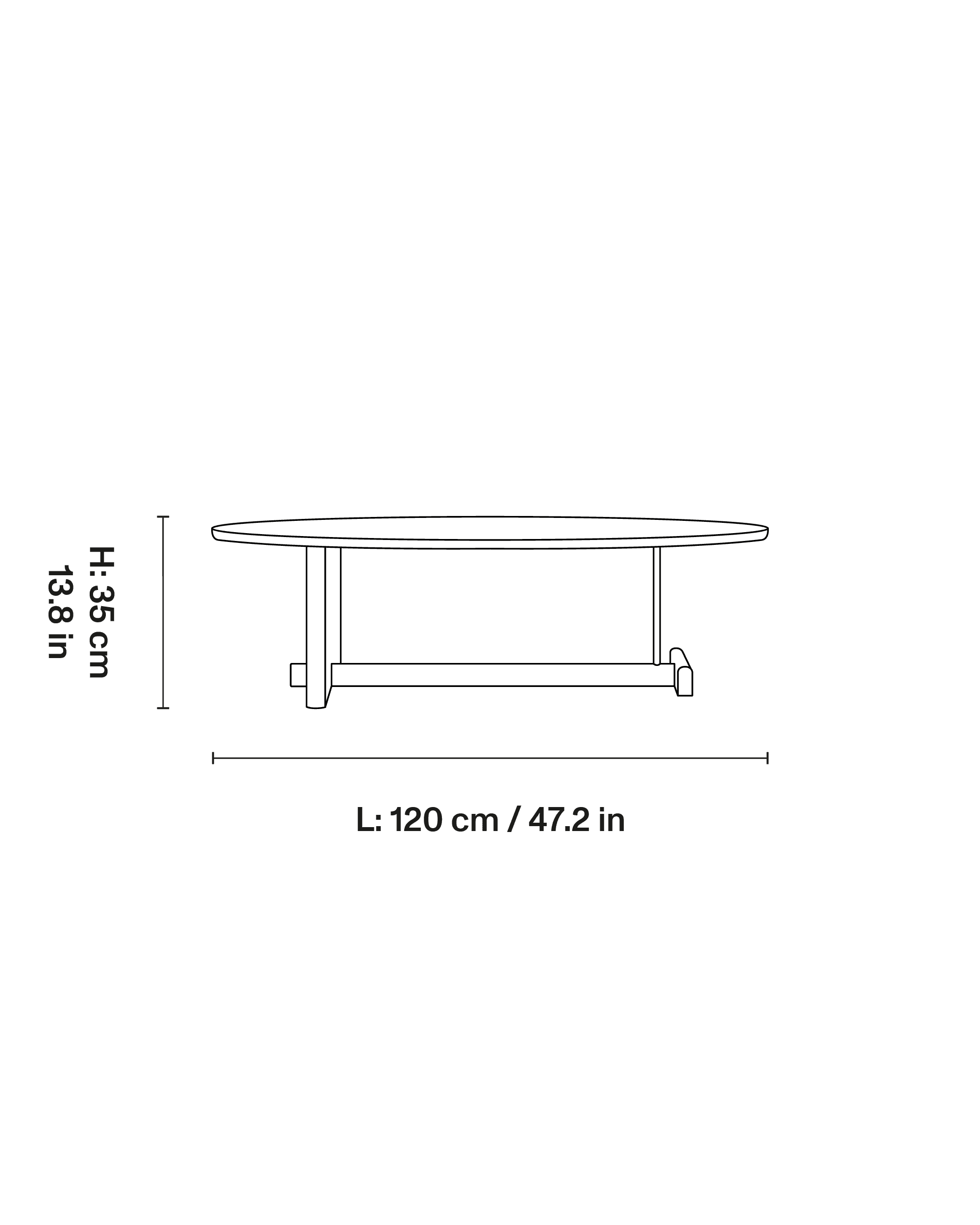 Koku Coffee table oval low dimensions 1