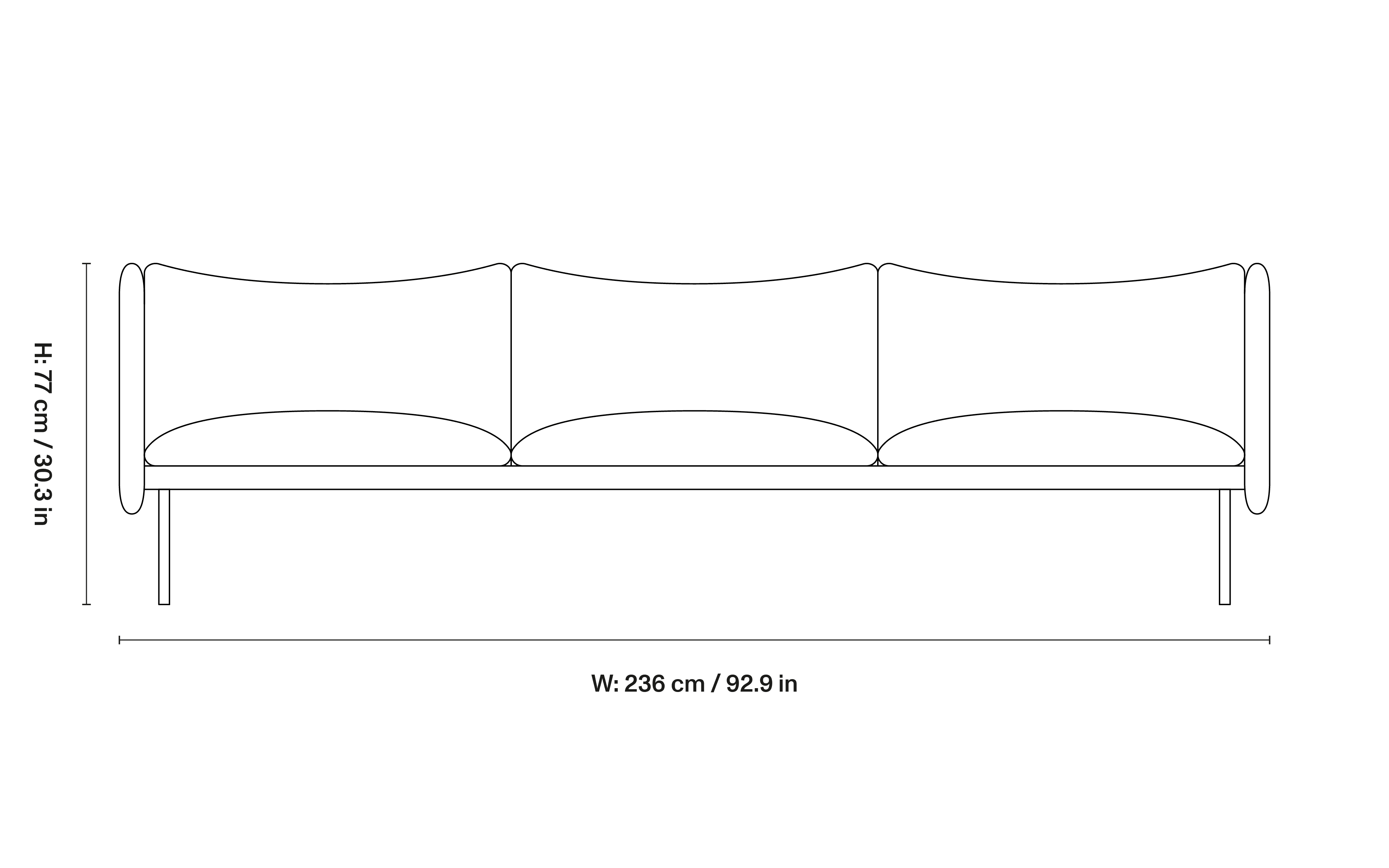 Tiki 3 seater dimensions 1