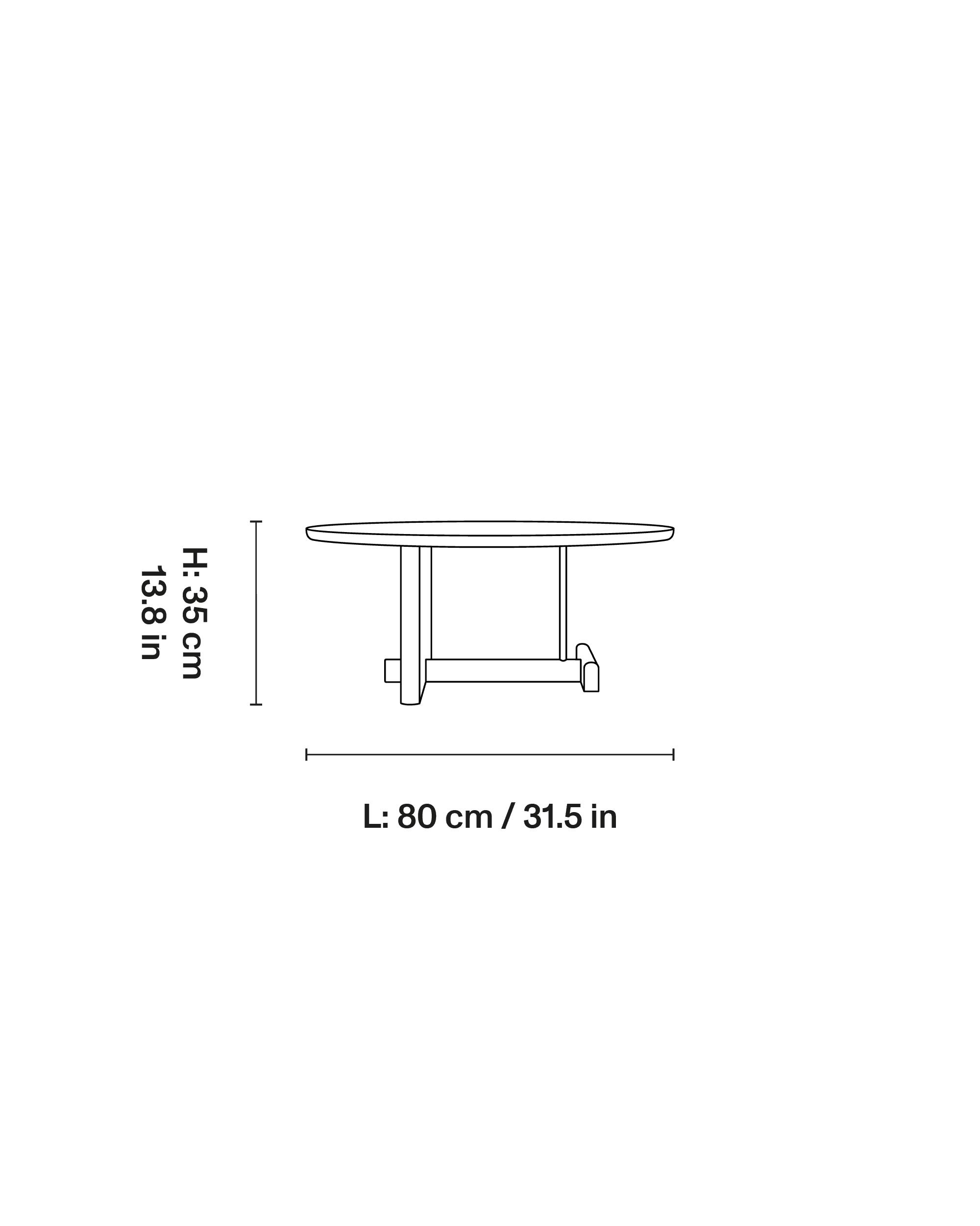 Koku Coffee table round low dimensions 1
