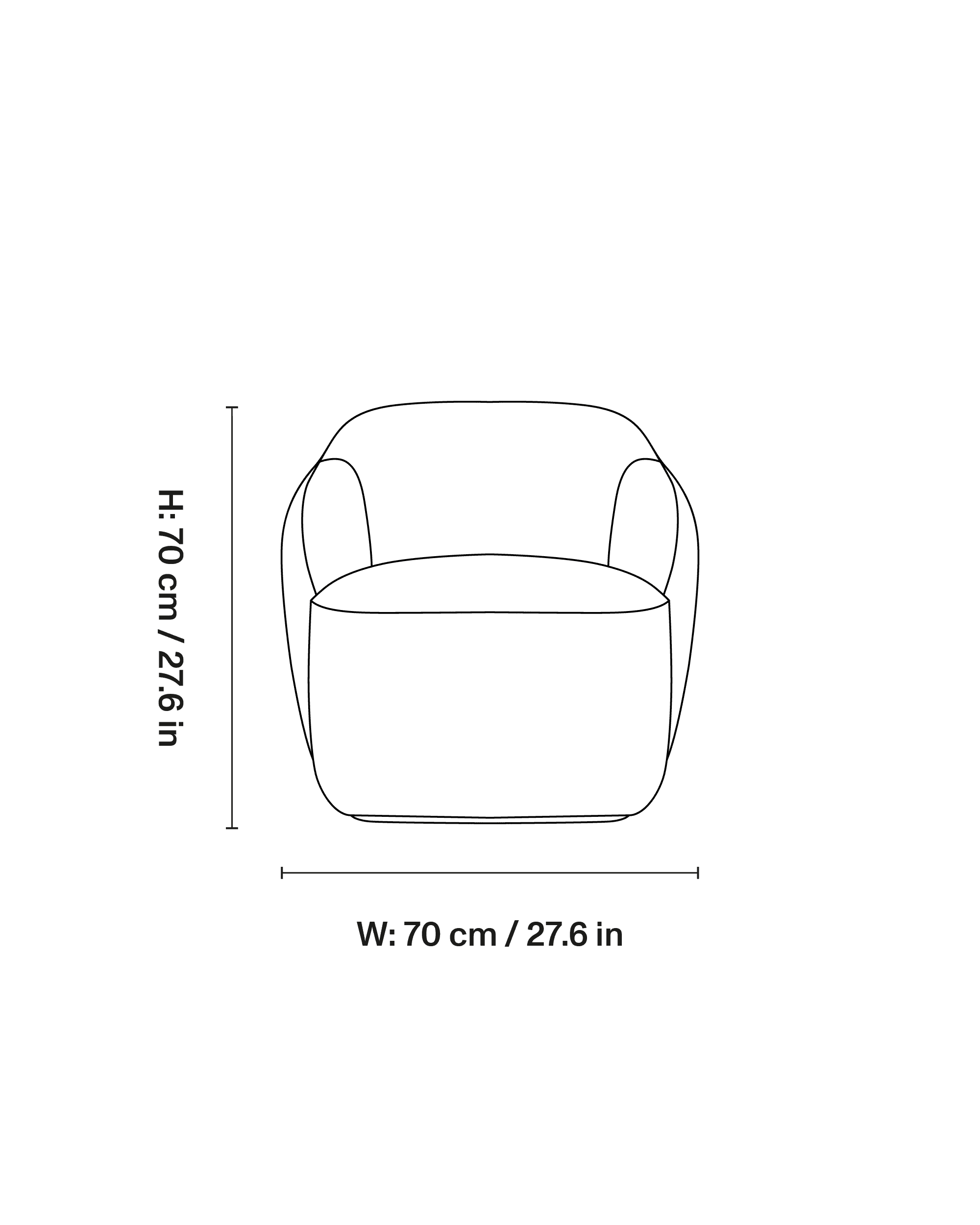 Barba Club Chair Swivel Base dimensions 1