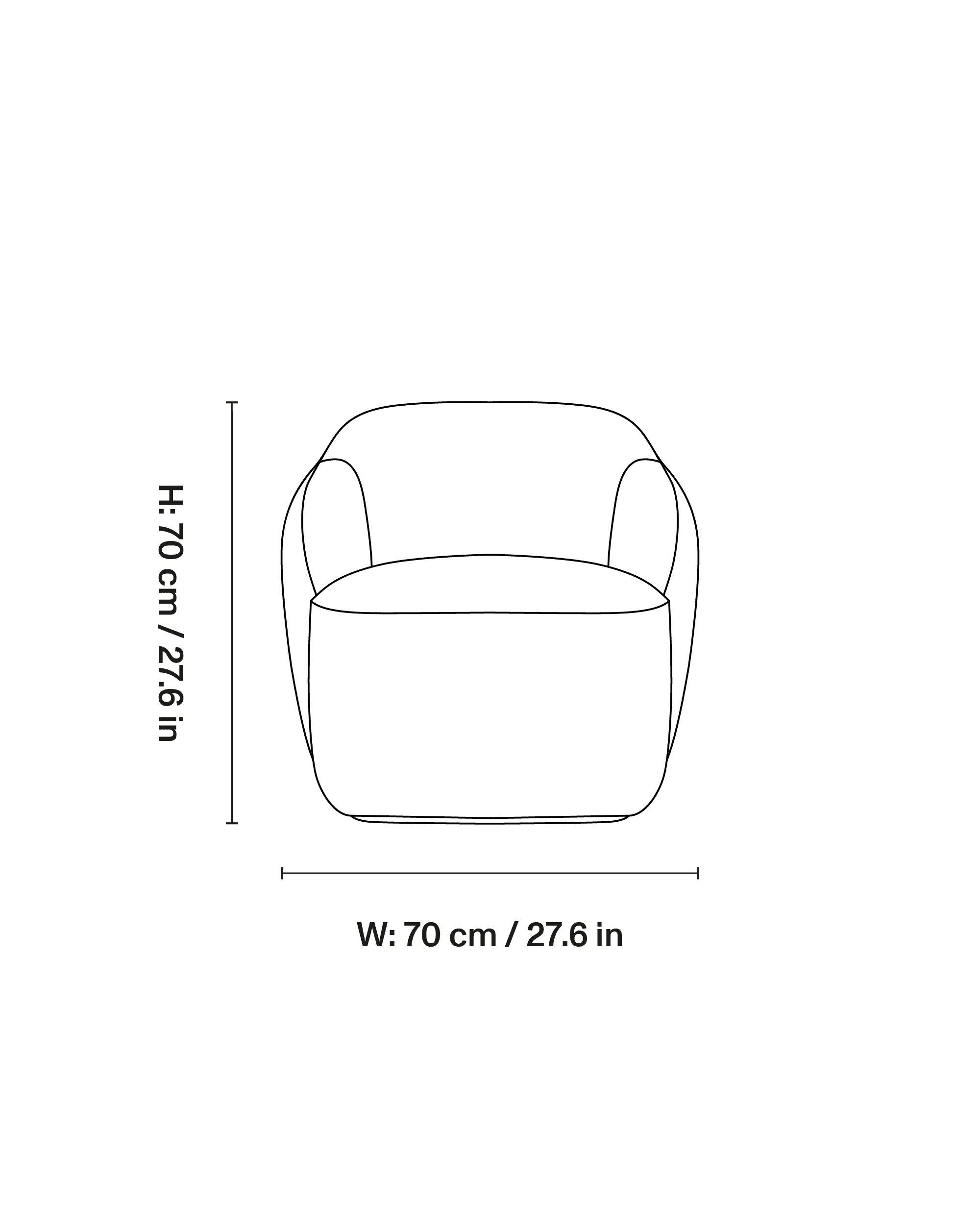 Barba Club chair dimensions 1